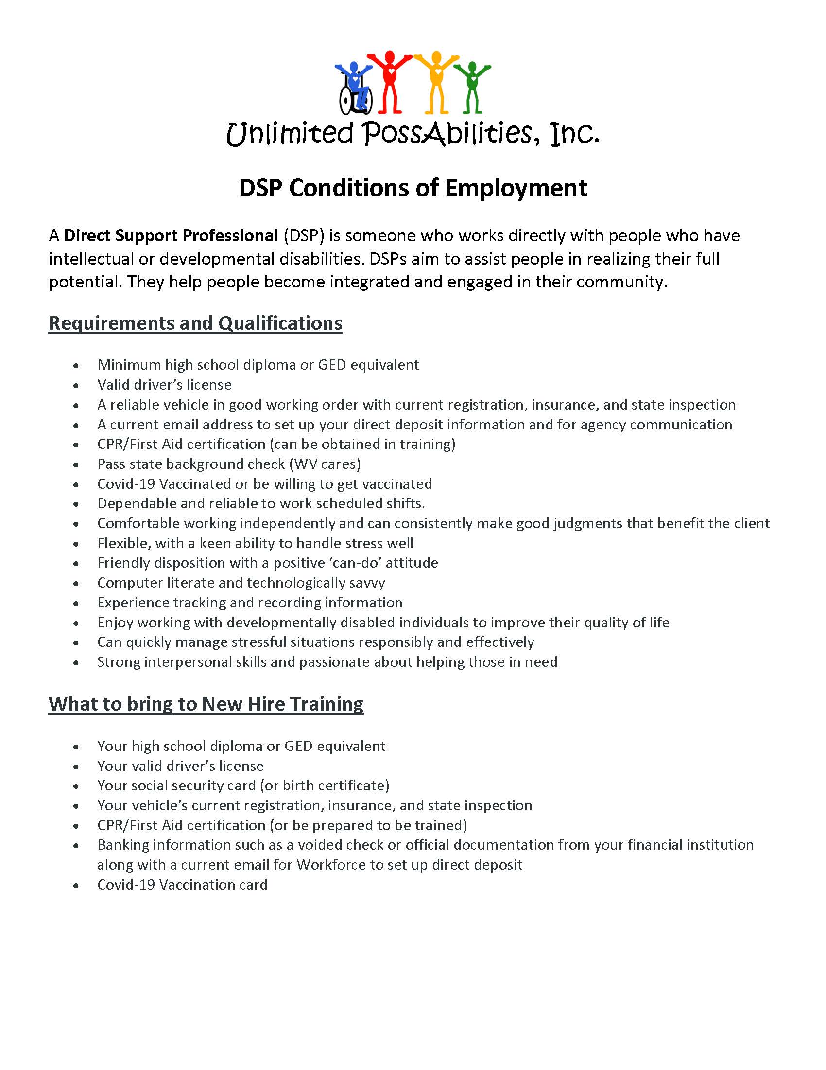 DSP Conditions of Employment